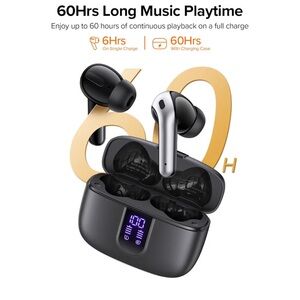 TAGRY Bluetooth Headphones True Wireless Earbuds 60H Playback LED Power Display